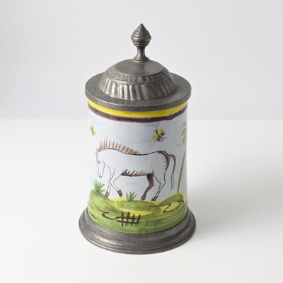 Hand-Painted Faience and Pewter Beer Stein-IXK-2019822