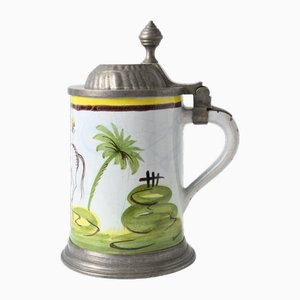 Hand-Painted Faience and Pewter Beer Stein-IXK-2019822