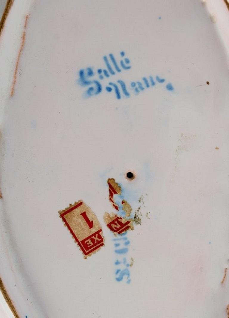 Hand-Painted Faience Sauce Boat by Emile Galle for St. Clement, Nancy