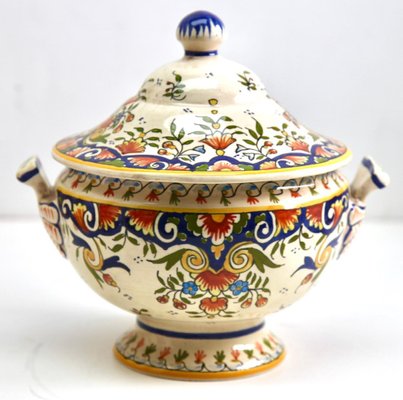 Hand-Painted Faience Tureen from Rouen, 1900s-MJY-1343301