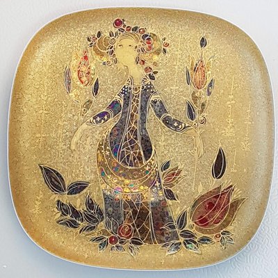 Hand Painted Gilded Platter by Bjorn Wiinblad, 1960s, Set of 2-VDW-844320