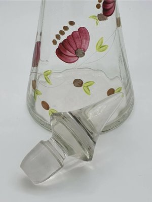 Hand Painted Glass Carafe with Cap, Italy, 1970s-ZUW-1779973