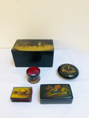 Hand-Painted Jars, 1950s, Set of 5-RZY-1437712