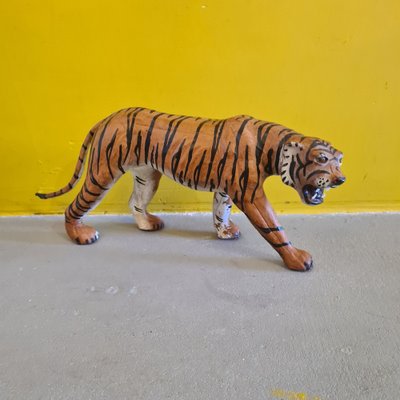 Hand-Painted Leather and Wrapped Papier-Mâché Tiger, 1960s-VHW-1793154