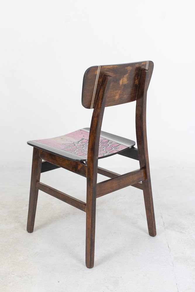 Hand Painted Mandala Wooden Chair, 1960s