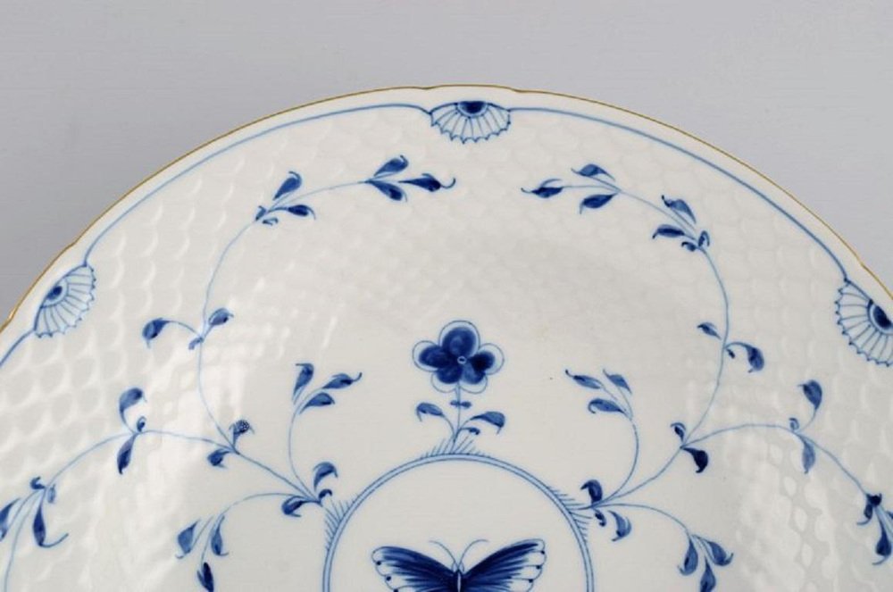 Hand-Painted Porcelain Butterfly Deep Plates from Bing & Grøndahl, Set of 5