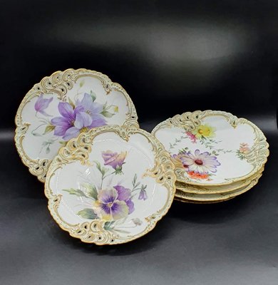 Hand-Painted Porcelain Plates from Nymphenburg, Set of 6-OZS-1359832