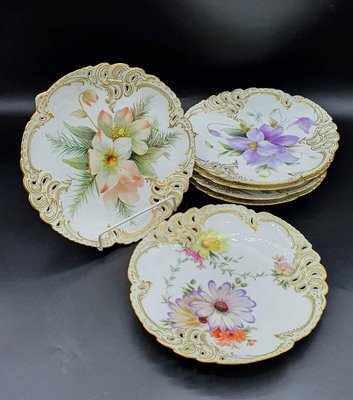 Hand-Painted Porcelain Plates from Nymphenburg, Set of 6-OZS-1359832