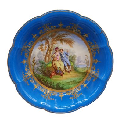 Hand Painted Romantic Escene Plate in Sevres Porcelain with Stand-TCS-1069056