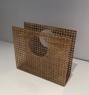 Handbag Magazine Rack in Acrylic Glass & Encrusted Caning in the style of Christian Dior-BA-1365374