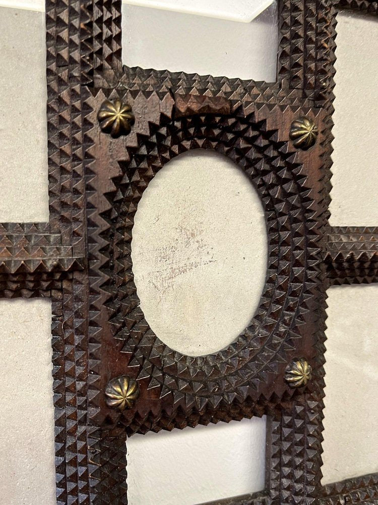 Handcarved Tramp Art Photo Frame, Austria, 1900s