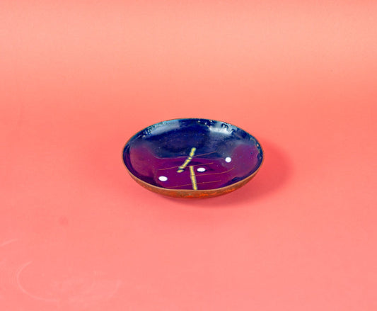 Handcrafted Bowl in Blue Enamel and Copper, 1960s