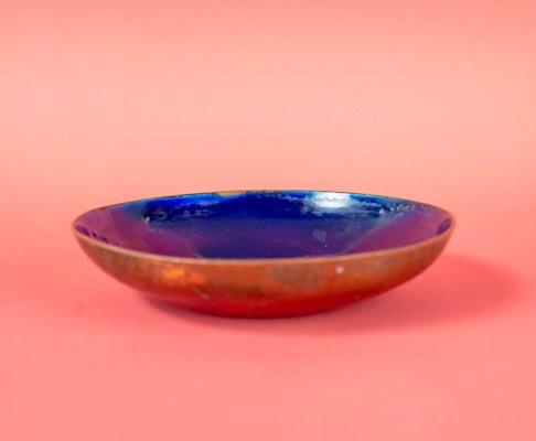 Handcrafted Bowl in Blue Enamel and Copper, 1960s-VLO-1137406