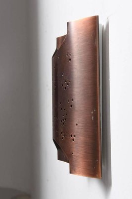 Handcrafted Curved Copper Perforated Starlite Sconce, 1980s-KL-620228