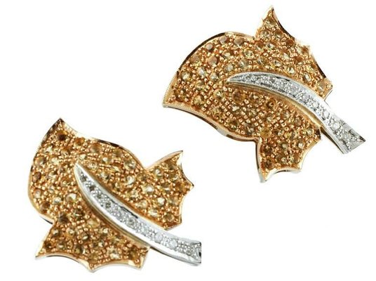 Handcrafted Gold Earrings with Topaz and Diamond-TRZ-1282055