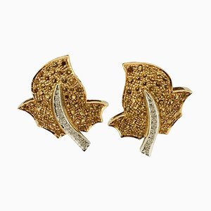 Handcrafted Gold Earrings with Topaz and Diamond-TRZ-1282055