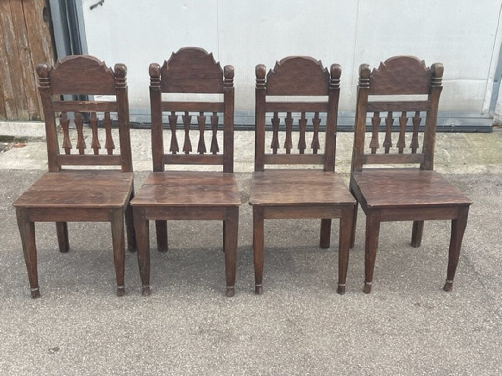 Handcrafted Indonesian Woodend Chairs, Set of 4