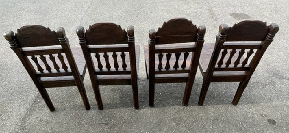 Handcrafted Indonesian Woodend Chairs, Set of 4