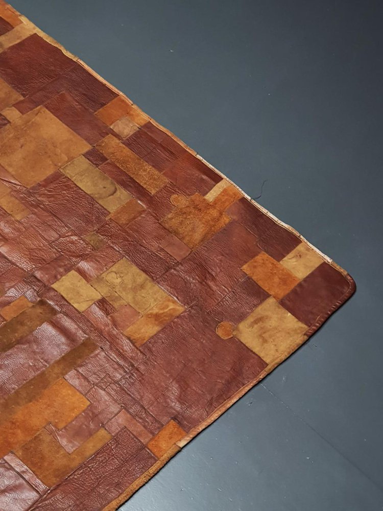 Handcrafted Leather Rug, 1970s