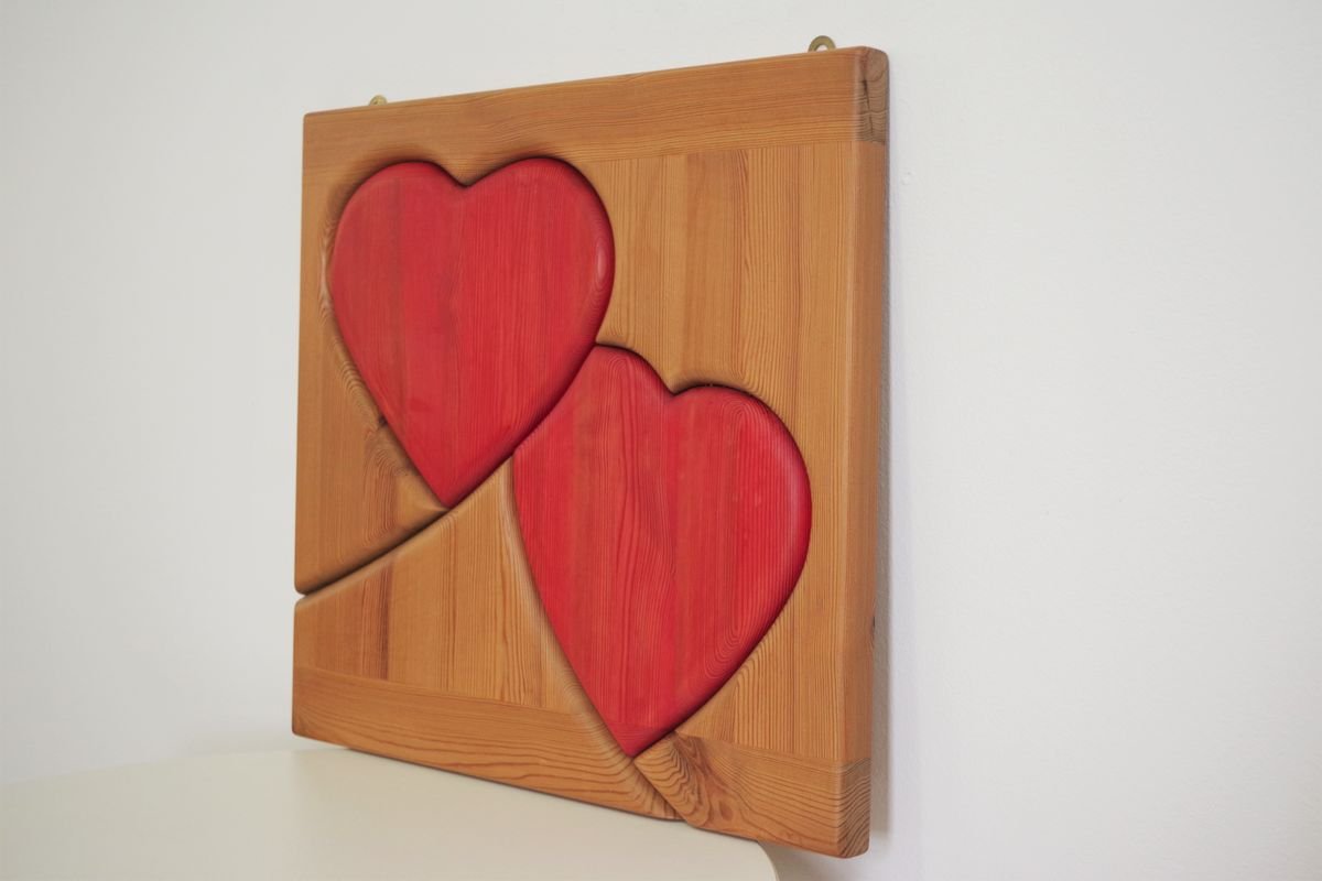 Handcrafted Painted Pinewood Panel, 1990s