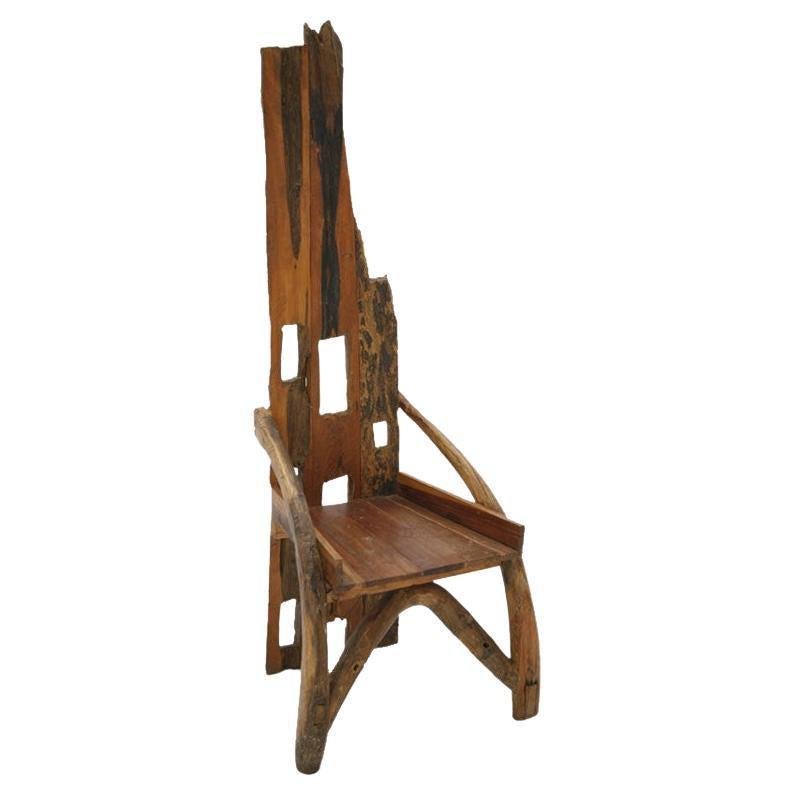 Handcrafted Sculptural Wooden Throne, Germany, 1920s