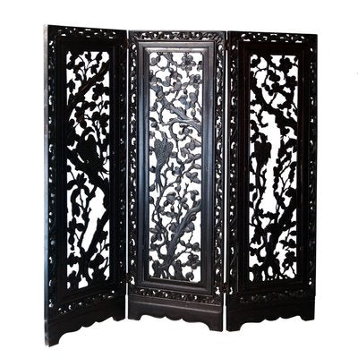 Handcrafted Solid Mahogany Carved Screen, Philippines, 1930-UZ-862954