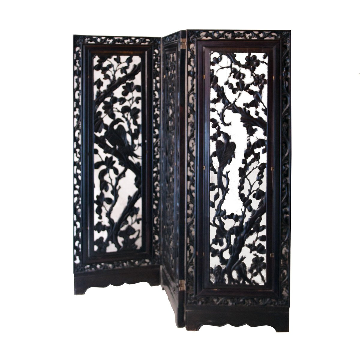 Handcrafted Solid Mahogany Carved Screen, Philippines, 1930