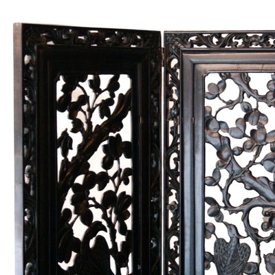 Handcrafted Solid Mahogany Carved Screen, Philippines, 1930-UZ-862954