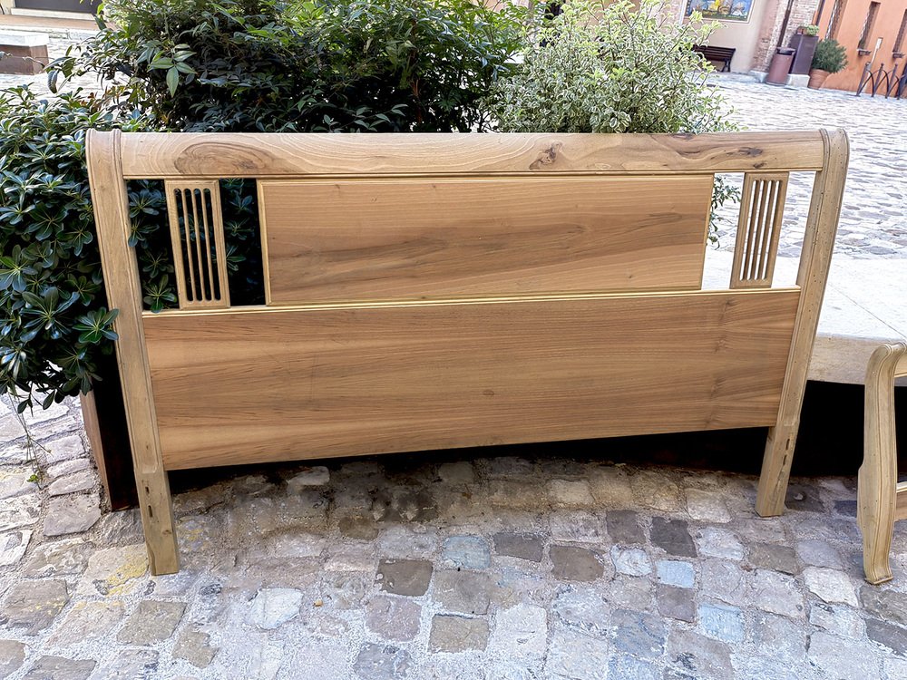 Handcrafted Solid Walnut Headboard and Footboard, 1970s, Set of 2