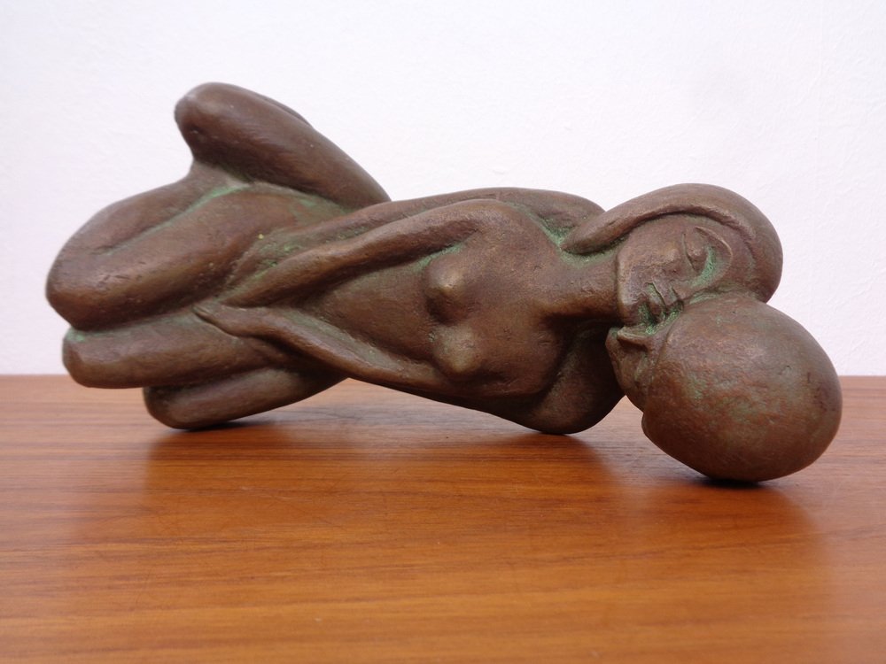 Handcrafted Stoneware Loving Couple Figure from Achatit Werkstätten, Germany, 1960s