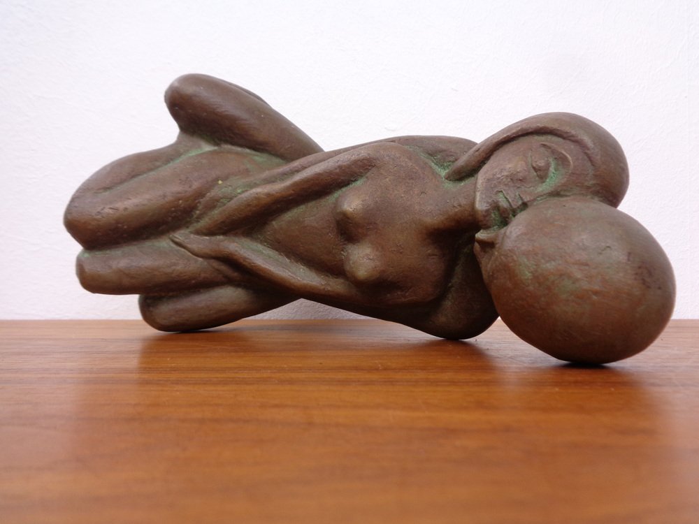 Handcrafted Stoneware Loving Couple Figure from Achatit Werkstätten, Germany, 1960s