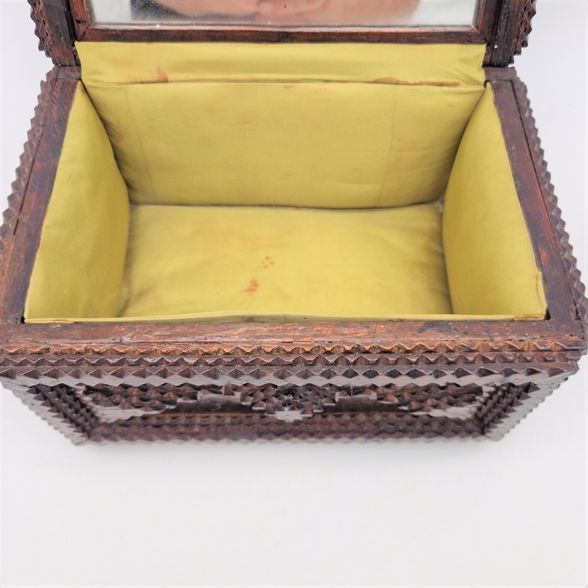 Handcrafted Tramp Art Wood Box, 1850s