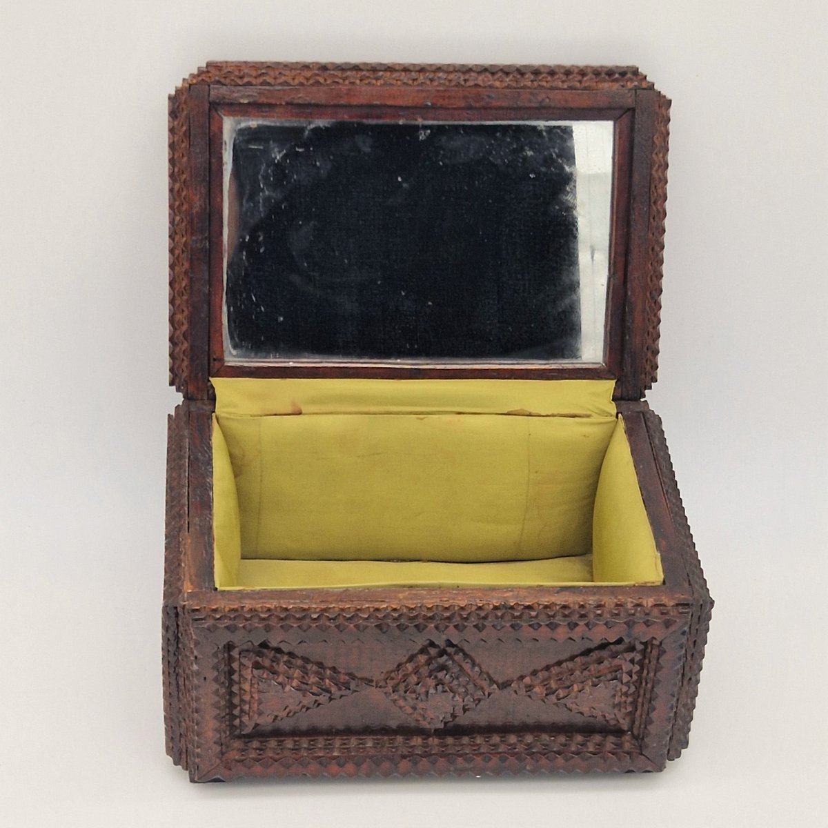 Handcrafted Tramp Art Wood Box, 1850s