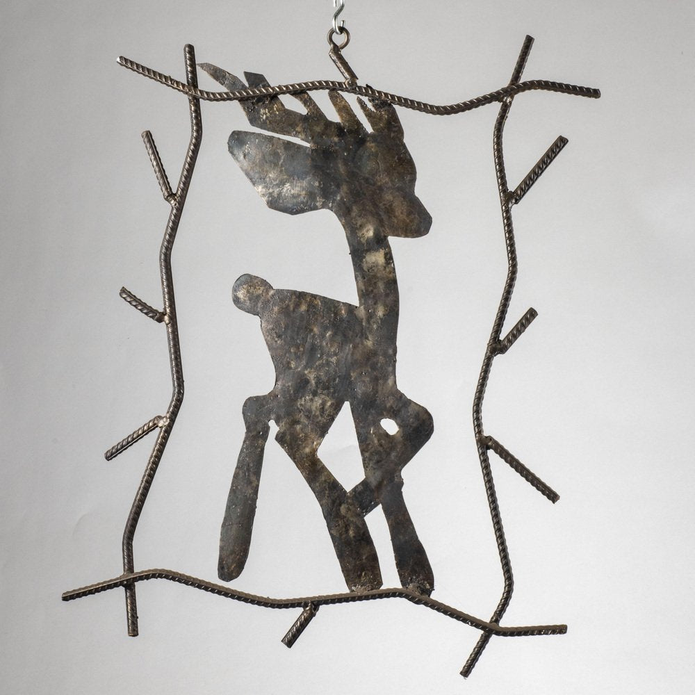 Handcrafted Wrought Iron Picture of Bambi Deer, 1980s