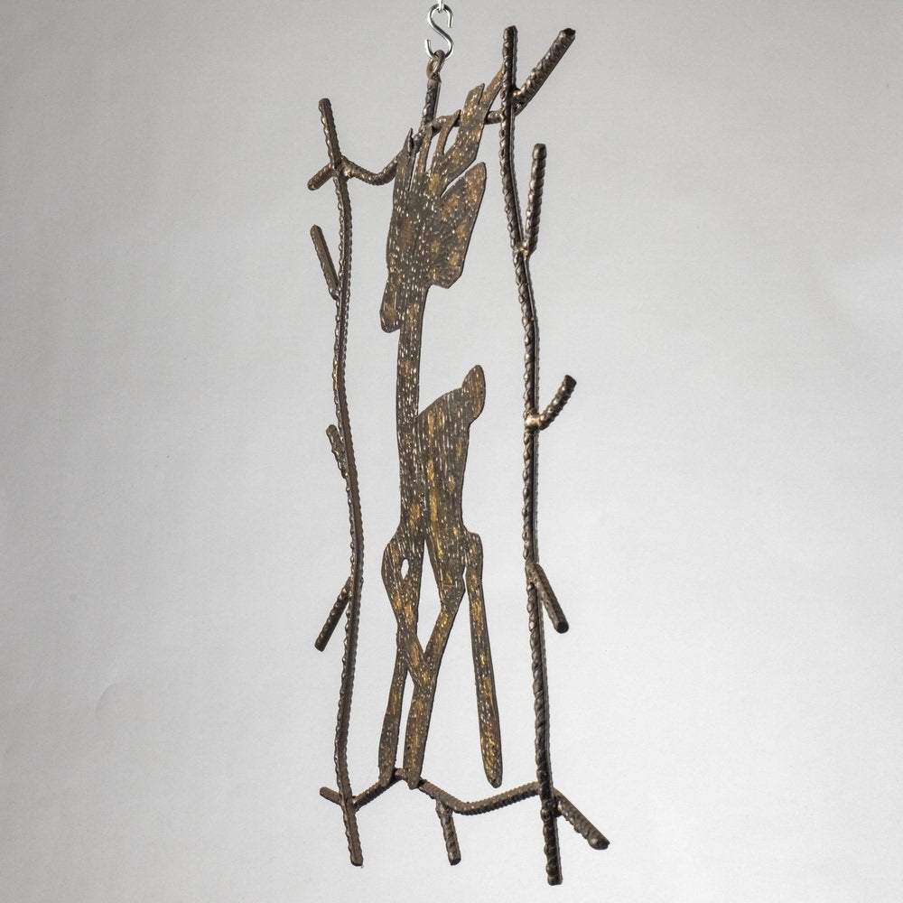 Handcrafted Wrought Iron Picture of Bambi Deer, 1980s