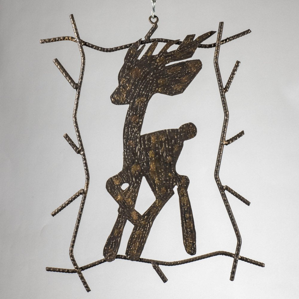 Handcrafted Wrought Iron Picture of Bambi Deer, 1980s