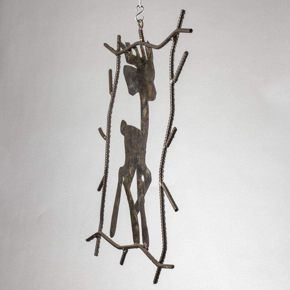 Handcrafted Wrought Iron Picture of Bambi Deer, 1980s