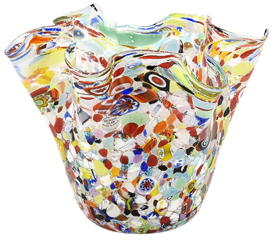 Handkerchief Rialto Multicolor Silver Vase from Murano Glam