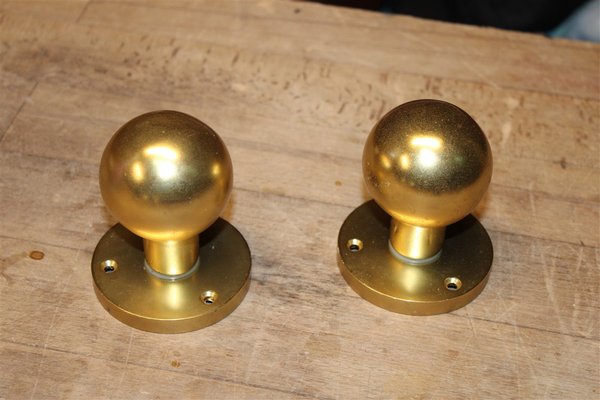 Handles in Satin Brass, Italy, 1960s, Set of 2-EH-1223560