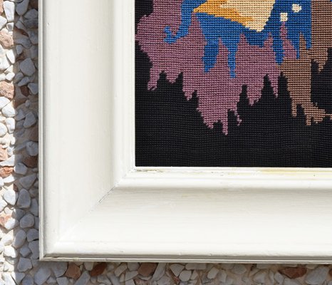 Handmade Carnival Tapestry with Frame, 1970s-HS-892897