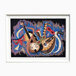 Handmade Carnival Tapestry with Frame, 1970s-HS-892897