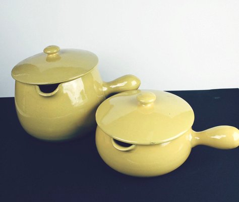 Handmade Ceramic Saucepans from Höganäs, Set of 2-HYQ-1226216