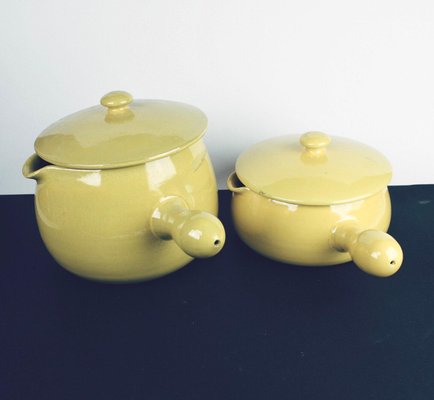 Handmade Ceramic Saucepans from Höganäs, Set of 2-HYQ-1226216