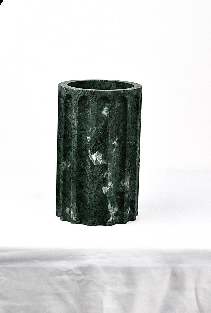 Handmade Column Vase in Satin Travertino Marble by Fiammetta V.