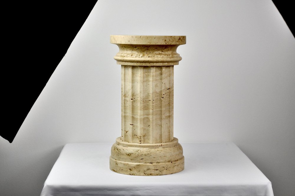 Handmade Column Vase in Satin Travertino Marble by Fiammetta V.