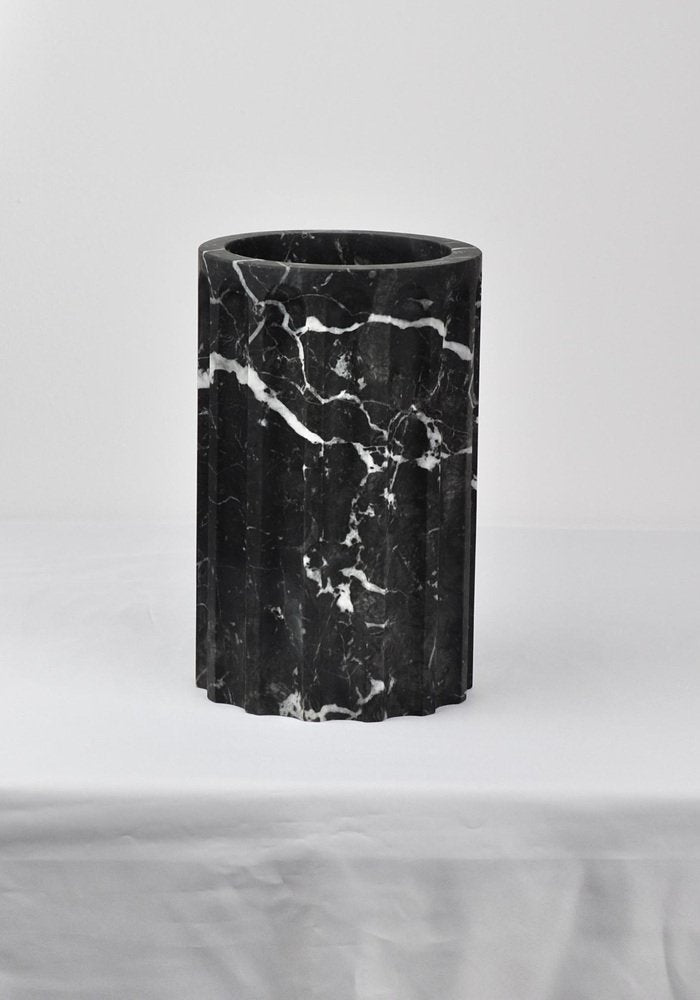 Handmade Column Vase in Satin Travertino Marble by Fiammetta V.