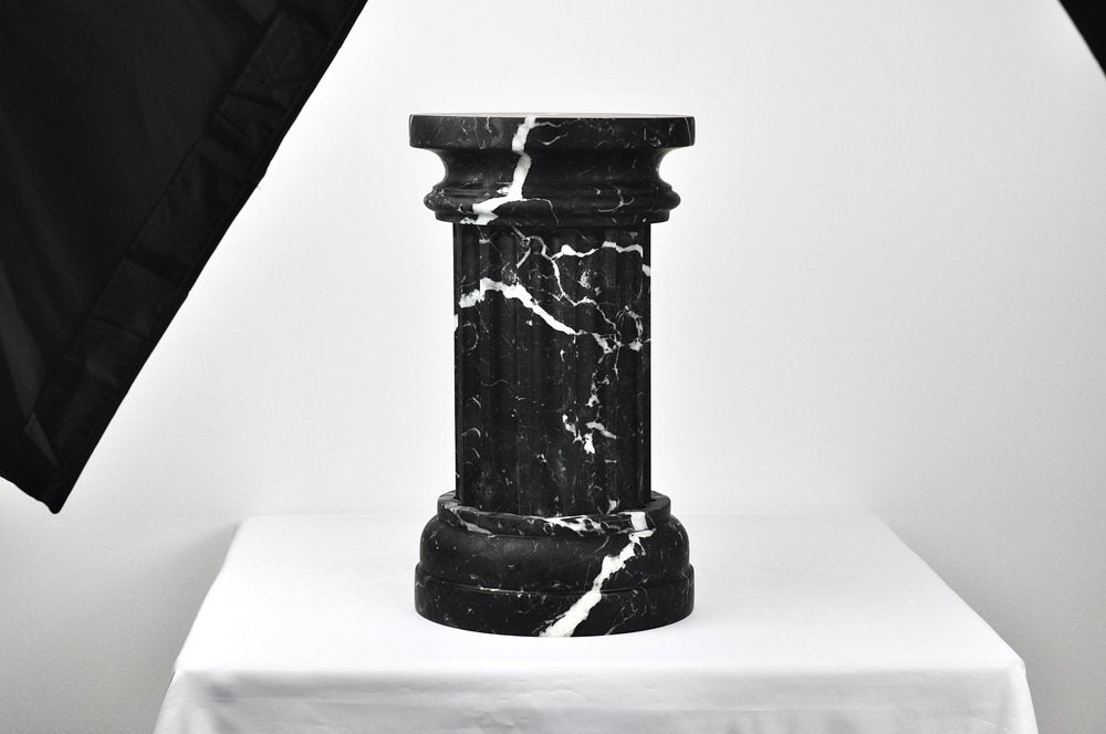 Handmade Column Vase in Satin Travertino Marble by Fiammetta V.