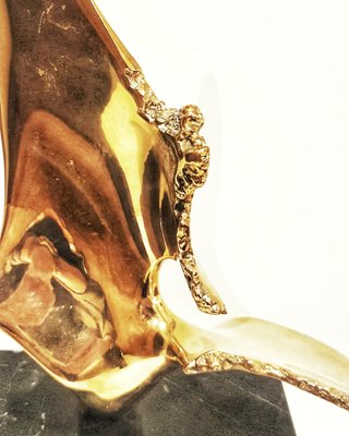 Handmade Gilt Bronze Oniric Bird Sculpture in the style of Philippe Jean, 1980s-PCJ-698826