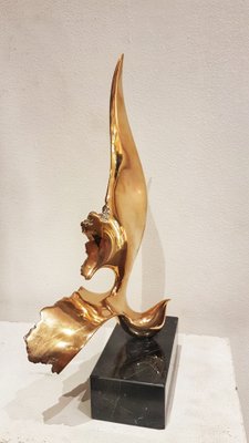 Handmade Gilt Bronze Oniric Bird Sculpture in the style of Philippe Jean, 1980s-PCJ-698826