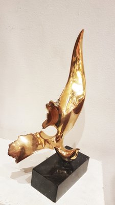 Handmade Gilt Bronze Oniric Bird Sculpture in the style of Philippe Jean, 1980s-PCJ-698826